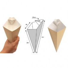 Коробка бум Фри Конус с соусник 80х200мм Крафт (40/480) Коробка бум Фри Конус с соусник 80х200мм Крафт (40/480)
