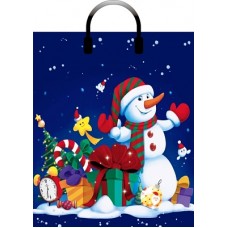 Пакет пласт ручк 38х45+3 (90) НГ Снеговичок с подарками (5/50) Арт